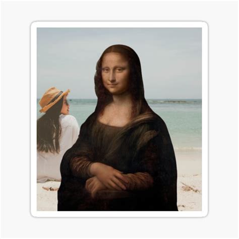 Lustige Mona Lisa Kunst Mit Lustigen Hintergrund Strand Ufer
