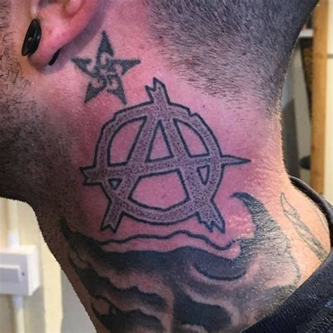 Tattoo designs clock tattoo design tattoo templates mens shoulder tattoo angel tattoo partie 1 : Anarchy symbol tattoo on the neck. | Tattoos, Symbolic tattoos, Anarchy symbol