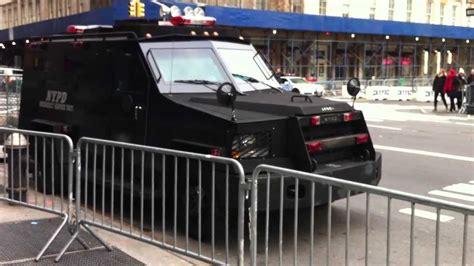 Nypd Armored Personnel Vehicle Tank At De Blasio Inauguration Youtube