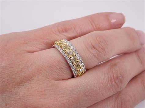 Ct Fancy Yellow Canary Diamond Eternity Wedding Ring Wide Etsy