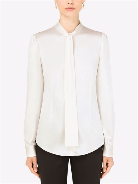 Dolce And Gabbana Pussy Bow Stretch Silk Blouse Farfetch