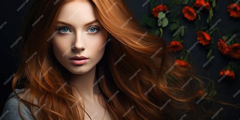 Belle Fille Rousse Aux Cheveux Longs Avec Une Peau Propre Photo Premium