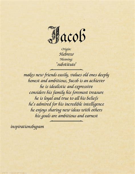 Jacob First Name Meaning Art Print Male Name Meaning Beige Etsy