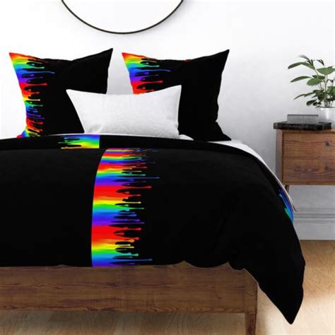 Choose from hundreds of free desktop wallpapers. Rainbow paint drips on black - Spoonflower