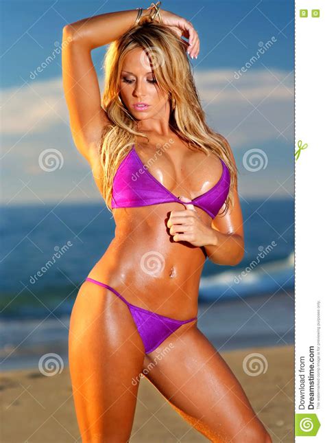 Beach Bikini Girl Stock Photo Image Of Beachwear Tanned