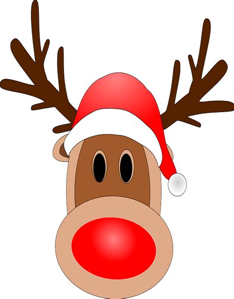 Rudolph The Reindeer In A Santa Hat Clipart Free Download Transparent