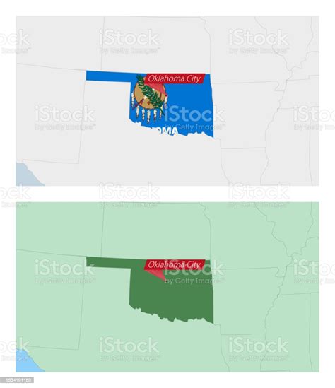 Mappa Delloklahoma Con Il Segnaposto Della Capitale Del Paese Due Tipi