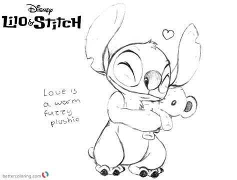 Lilo And Stitch Hug Coloring Pages Love Is A War Fuzzy Plushie Free