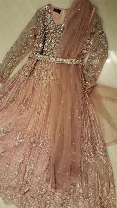 Pakistani Wedding Gown Long Maxi Dress Blush Pink Anarkali Etsy