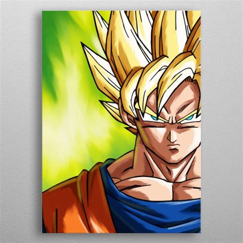 Super Saiyan Goku Metal Poster Print Alexandros Iosifidis Displate In 2021 Goku Art