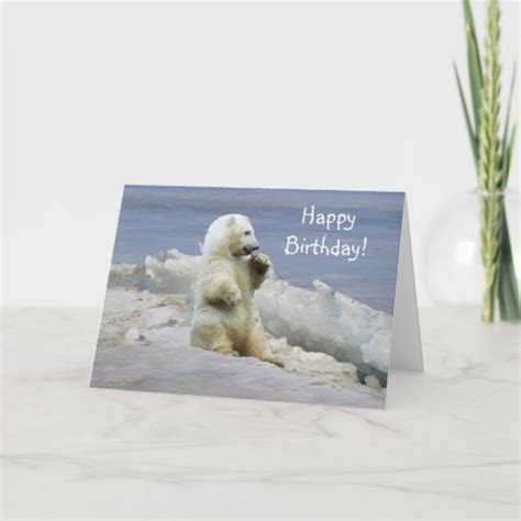 Cute Polar Bear Cub And Arctic Ice Birthday Card