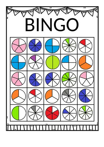 Fraction Bingo Revision Or Introduction Game Teaching Resources