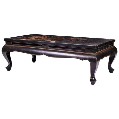 Gilded Chinoiserie Black Lacquer Coffee Table At 1stdibs