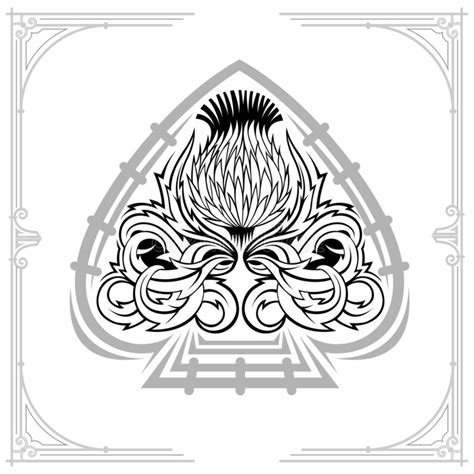 Ace Of Spades Form And Thistle Floral Pattern Design