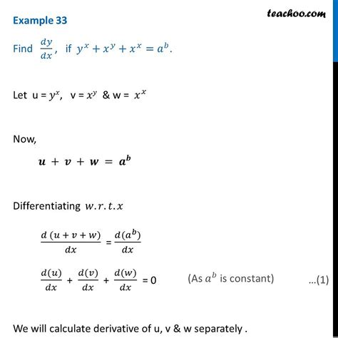 example 33 find dy dx if y x x y x x a b teachoo