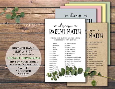 Maybe you would like to learn more about one of these? Baby Shower Game. Disney Parent Match. Instant download ...