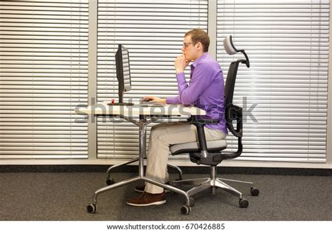 Correct Sitting Position Workstation Man On Stock Photo Edit Now