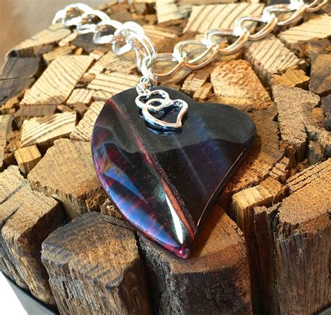 Red Tiger Eye Heart Necklace Pendant Necklace Natural Stone Necklace