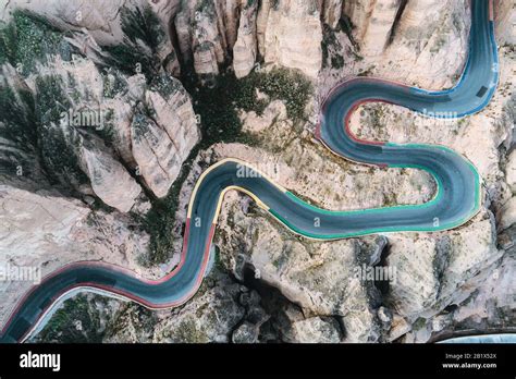 Aerial View Of A Steep Mountain Road Stock Photo Alamy