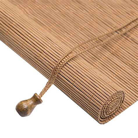 Qianda Roll Up Window Blinds Natural Bamboo Matchstick With Valance