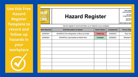 Free Hazard Register Template Work Safety Qld