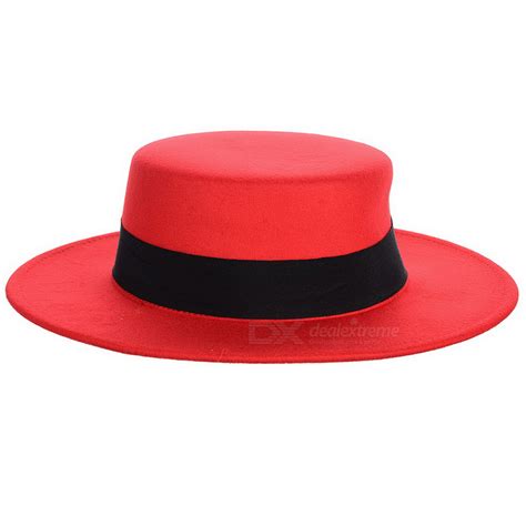 Vintage Flat Top Wide Brim Round Wool Felt Fedora Hat