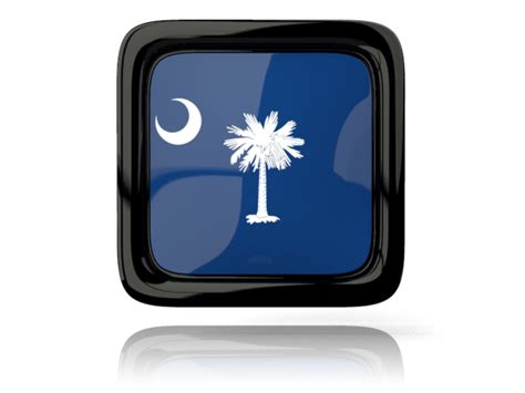 Square Icon With Reflection Illustration Of Flag Of South Carolina