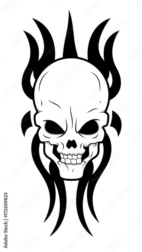 Tribal Skull Tattoo Design Vector Clip Art Vector Illustration Stock