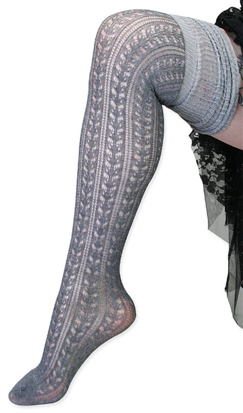 over the knee pointelle sock gray