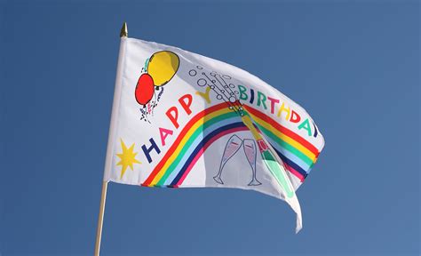 Hand Waving Flag Happy Birthday 12x18 Royal Flags