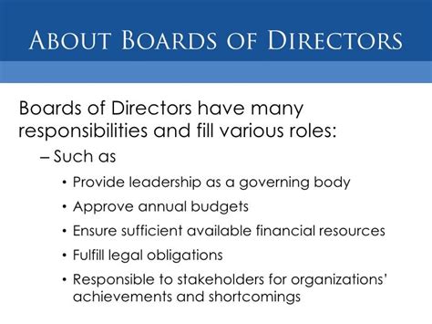 Non Profit Board Of Directors Positions Slide Share