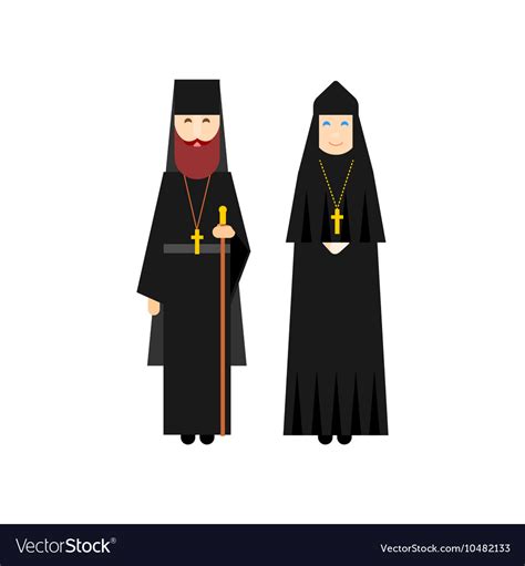Orthodox Men And Women Monks Royalty Free Vector Image