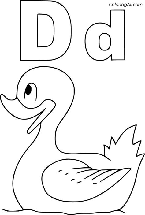55 free printable Letter D coloring pages in vector format, easy to