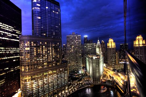 Chicago Skyline At Night From Hotel Free Stock Photo Public Domain