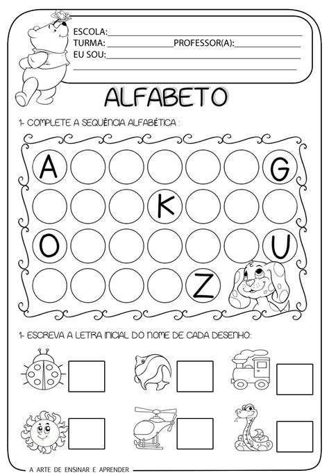 Atividade pronta Alfabeto e letra inicial Atividades de alfabetização Atividades para pré
