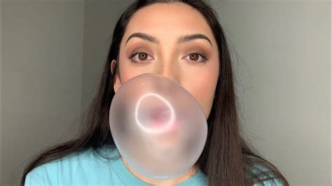 Asmr Chewing Gum Up Close Bubble Blowing Popping Gum Lip Sexiezpix