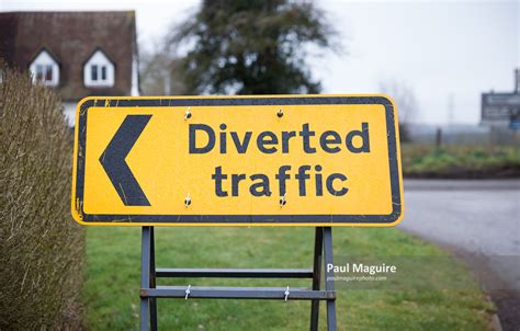 Stock Photo Diverted Traffic Sign Uk Road Signs Paul Maguire