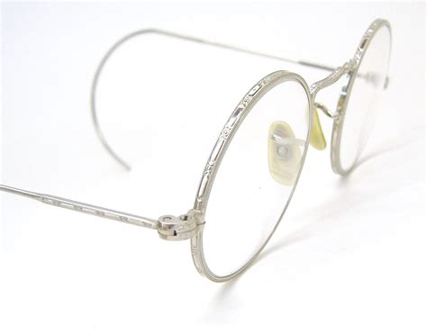 vintage antique 1920s round silver eyeglasses glasses