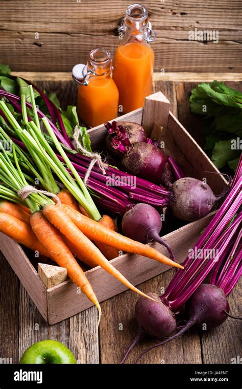 Organic Farm Fresh Vegetables In Crate Beetroots And Carrots On