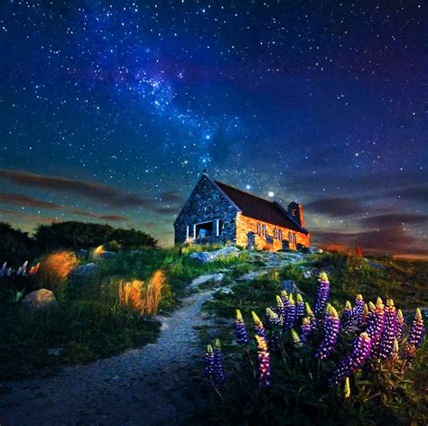Landscape Night Sky Blue Milky Way Spring Poetry Astronomy New Zealand Atomiczen Su Tung Po Blue