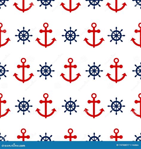 Seamless Vector Pattern With Nautical Anchors Stock Vector