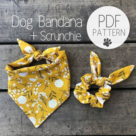 Dog Bandana With Matching Scrunchie Bowtie Pattern Pdf Sewing Etsy