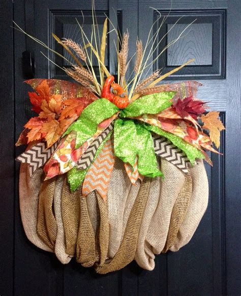 Burlap Fall Pumpkin Wreath By Wreathsbylaura On Etsy 75