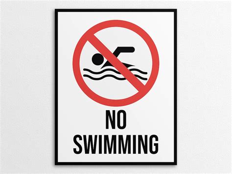 Printable No Swimming Sign In Us Letter And A4 Sizes Instant Etsy