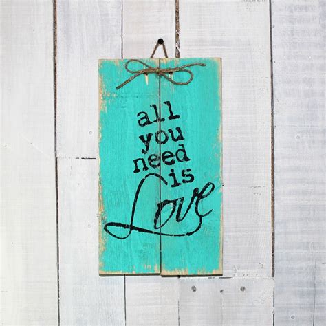 All You Need Is Love Hand Painted Reclaimed Pallet Wood Sign Wood