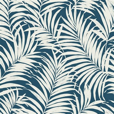 Blue And White Commercial Tropical Palm Leaves Wallpaper Blue Tropical