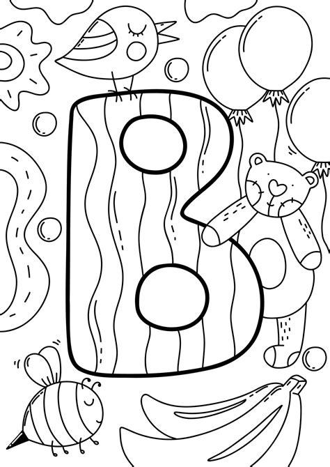 Alphabet Letter B Coloring Page 10747829 Vector Art At Vecteezy