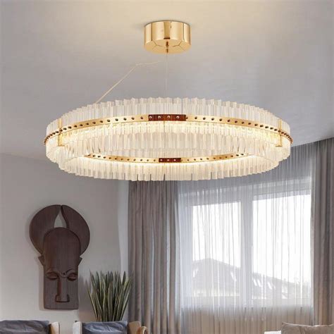Buy Round Glass Chandelier Modern Style Living Room Lighting At