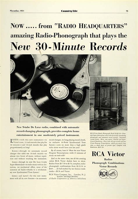 1931 Ad For Rca Victors Amazing New Records With 30 Minutes Of Play Time Vinilos