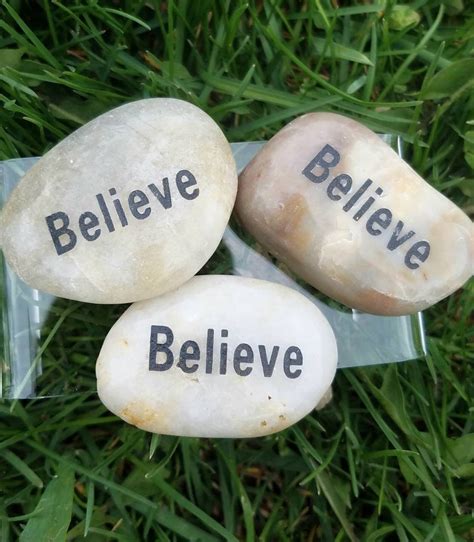 Believe Engraved River Rocks Word Stone Polished Inspirational Etsy